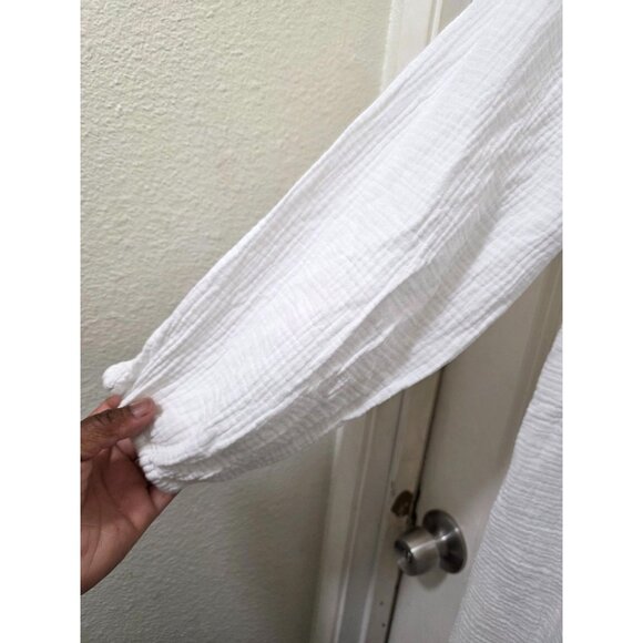 J.Crew Women's White Cotton Smocked Gauze Square Neck Peasant Dress XLT - Picture 3 of 7